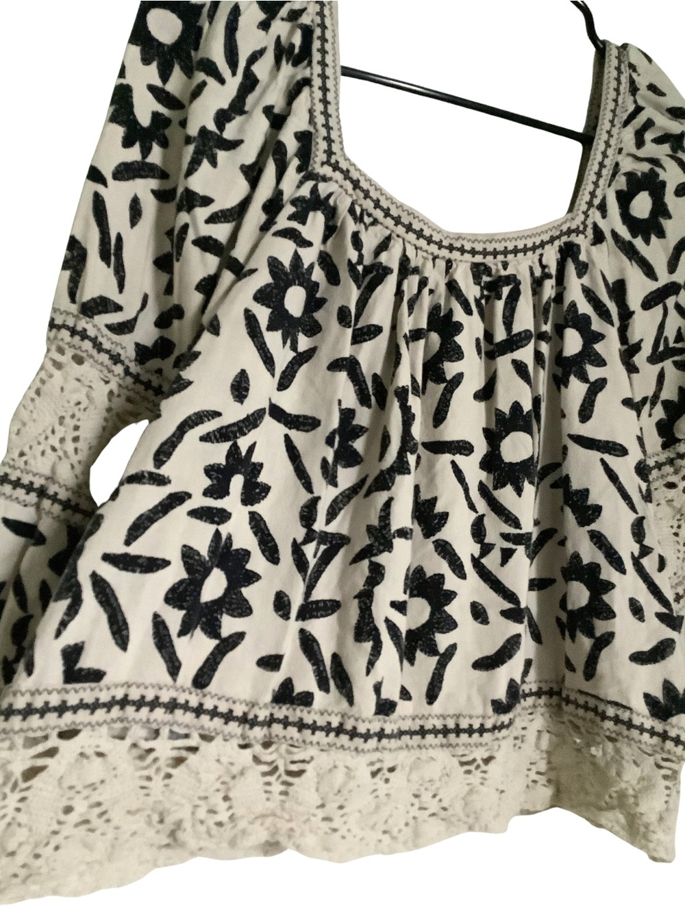 Christian Siriano Black & White Cropped Boho, Top XL - Picture 3 of 7